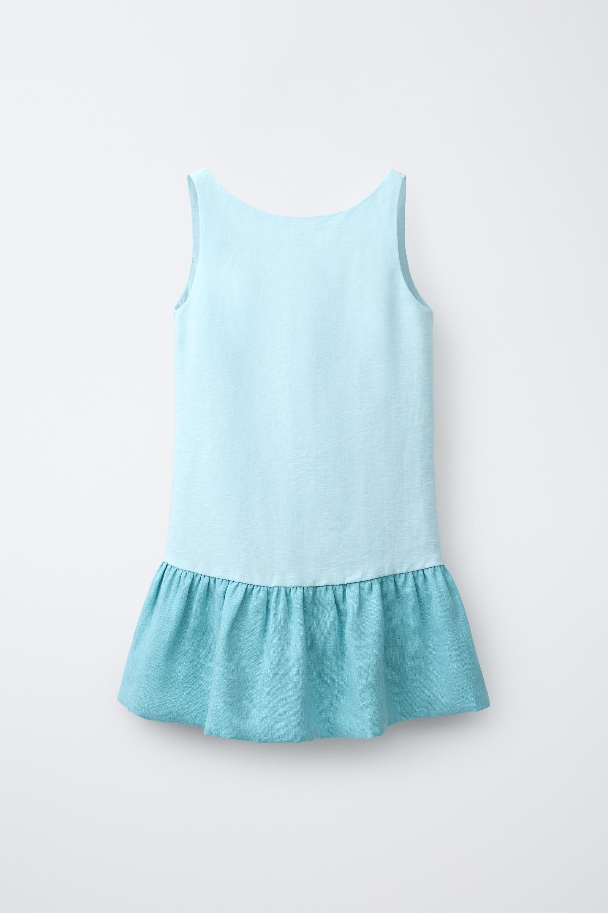 LINEN BLEND RUFFLED DRESS